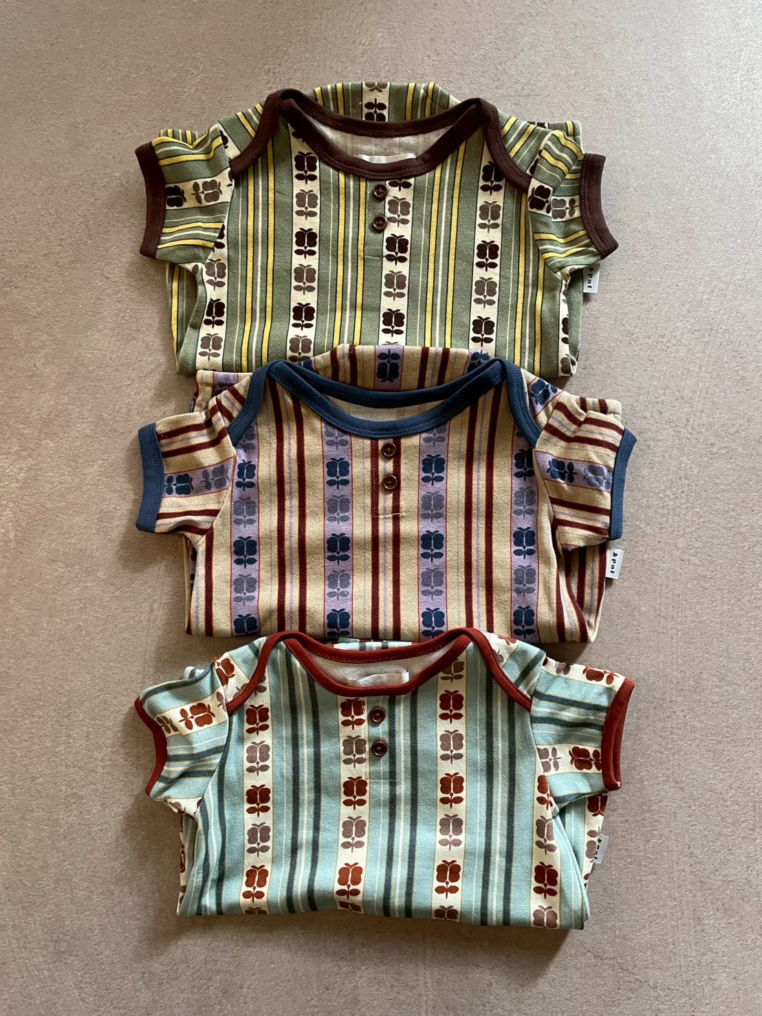 retro stripe rompers / &pal