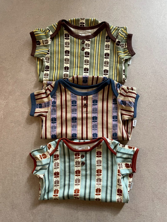 retro stripe rompers / &pal