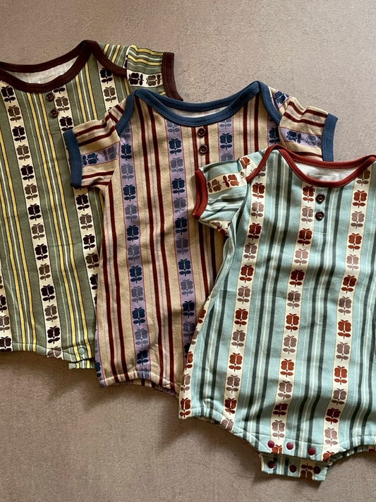 retro stripe rompers / &pal